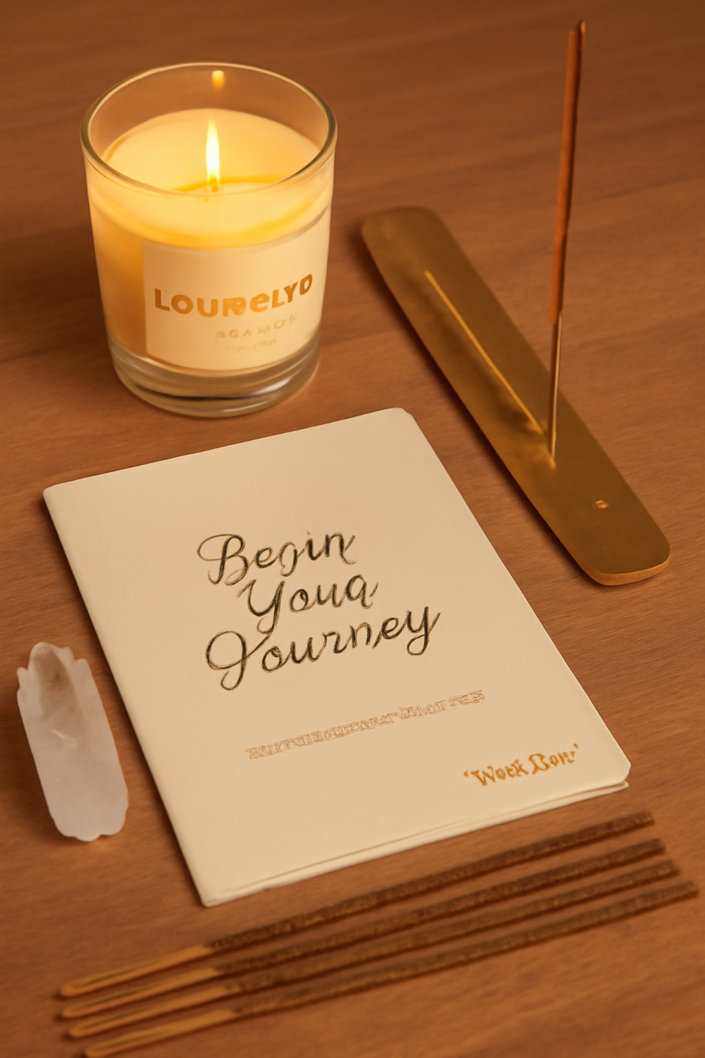 Lavender Candle and Incense Holder Set