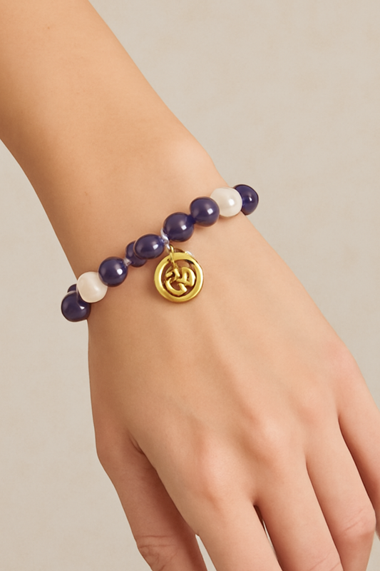 Beaded Amethyst Bracelet with "Om" Pendant